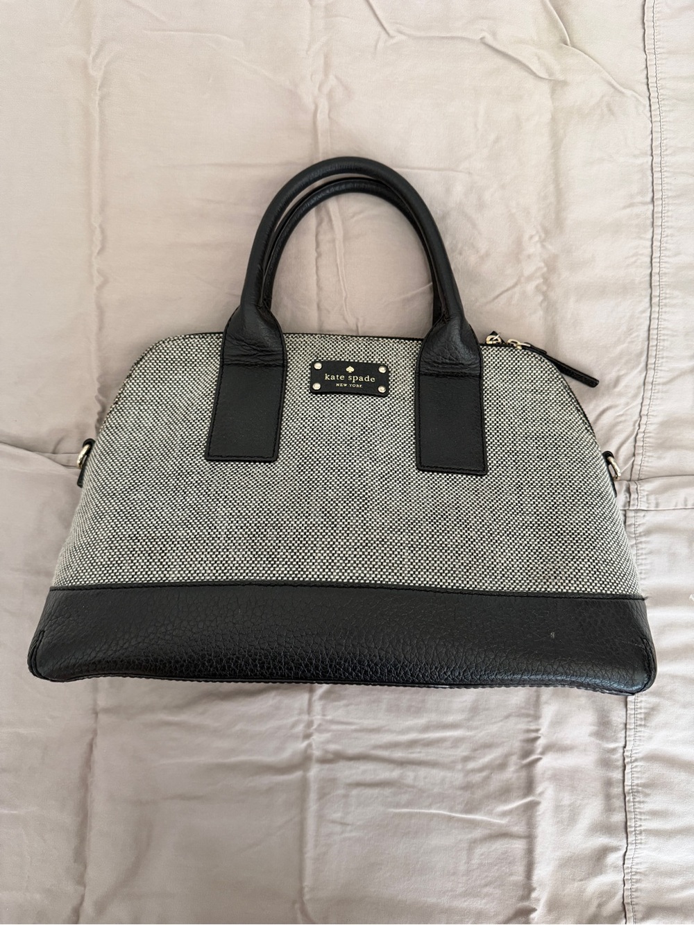 kate spade Black and White Tweed Dome Satchel